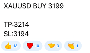 Forex Trading Club Telegram signal for XAUUSD (Gold): BUY at 3199, TP 3214, SL 3194.